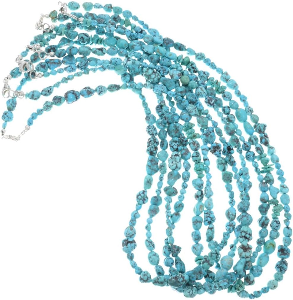 Alltribes Natural Sonoran Gold Turquoise Nuggets Beaded Navajo Necklace Beautiful 22" Long Single Strand 1301