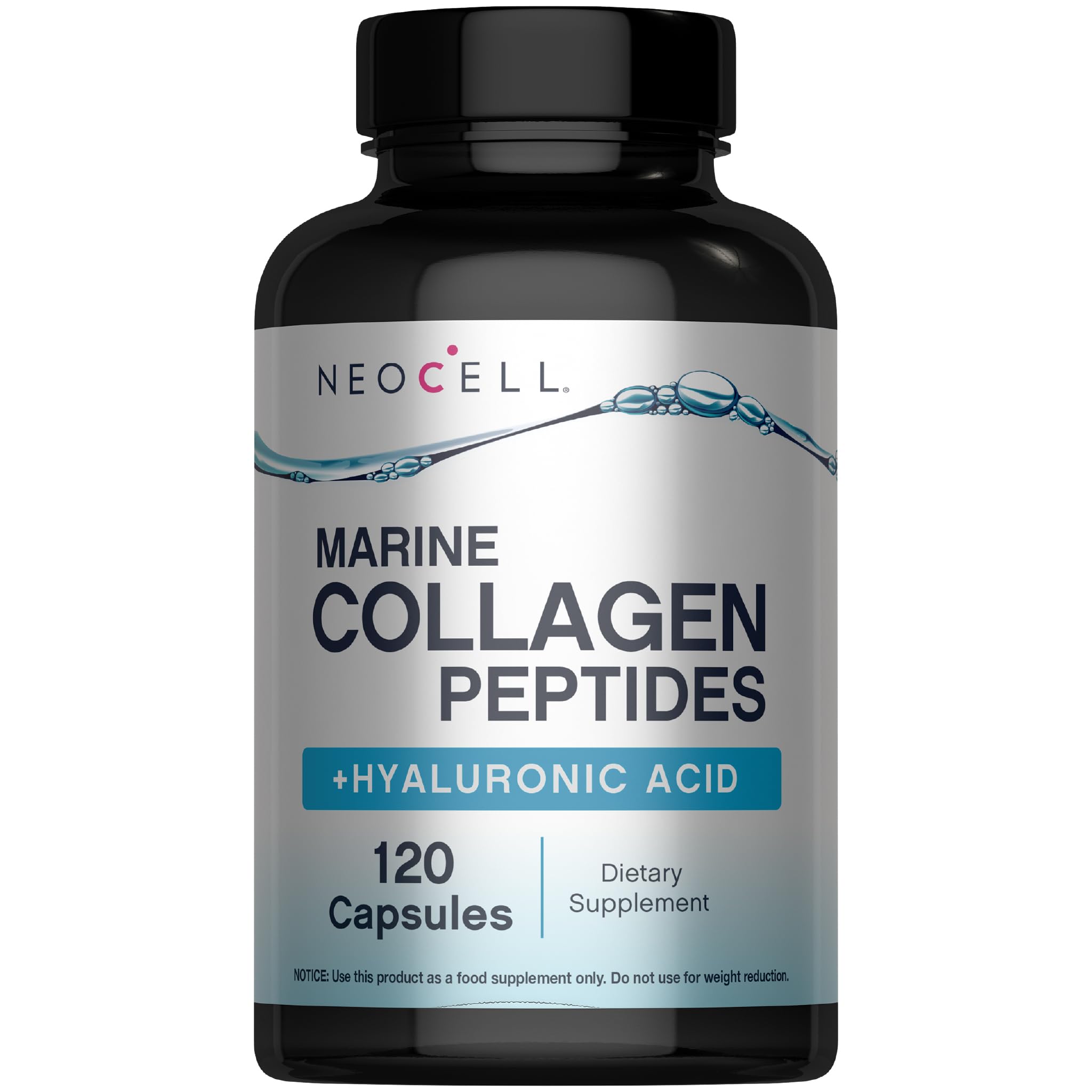 NeoCell Marine Collagen With Collagen Type 1 and 3 and Hyaluronic Acid, With Hydrolyzed Collagen, Skin Health Supplement, Capsule, 120 Count, 1 Bottle