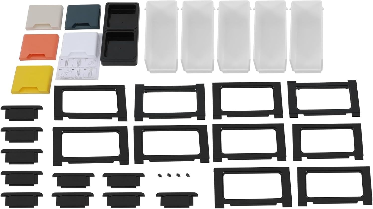 Cassettiera Salvaspazio con 5 Cassetti Mobiletto Stretto con Ruote Organizer in Plastica PP per Bagno Ufficio Casa Carrello Portaoggetti per Angoli Stretti(Black+Colorful Modern Colors)