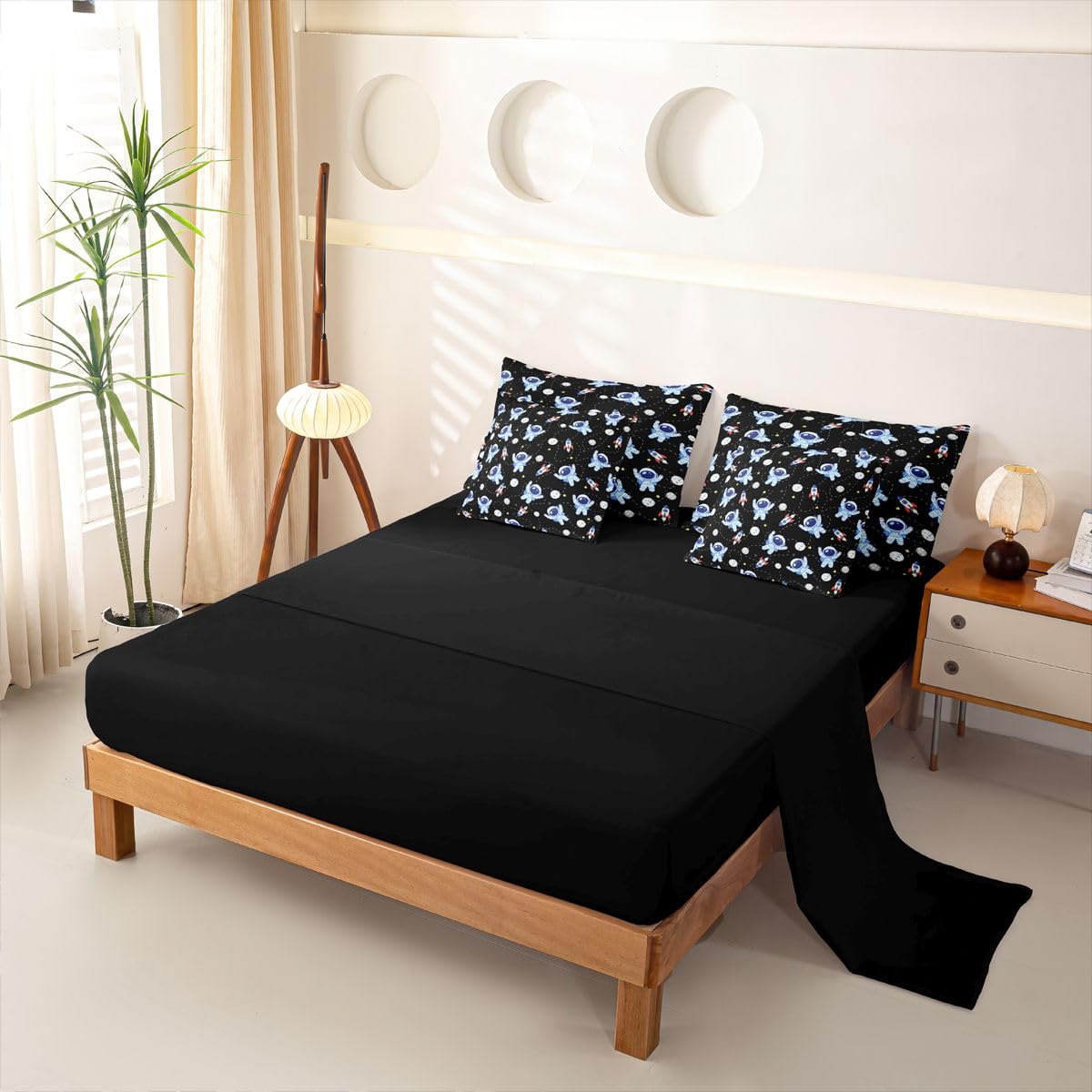 Homemissing Outer Space - Juego de funda de edredón de 7 piezas, tamaño individual, 1 funda de edredón, 1 sábana encimera, 1 sábana bajera, 2 fundas de cojín, 2 fundas de almohada, ropa de cama