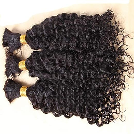QIRUI Bulk Human Hair for Braiding Curly 100% Unprocessed Brazilian No Weft Human Hair Deep Curly 100g/Bundle 10 to 24Inch Remy Hair Bulk Natural Color 20Inch