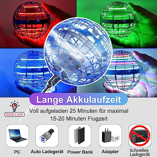 ASORT Hover Fliegender Ball, Magic Spinner Ball RGB Licht Hoverball Mini Drohne Für Kinder Spielzeug, Flying Orb Hoverball Nova Geschenke Für Jungen Mädchen Indoor Outdoor Pro (Blau)