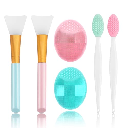 Miniatura 1 de Limpiador facial de silicona 2 cepillos de labios exfoliantes 2 cepillos de limpieza facial 2 brochas de silicona para mascarilla exfoliante