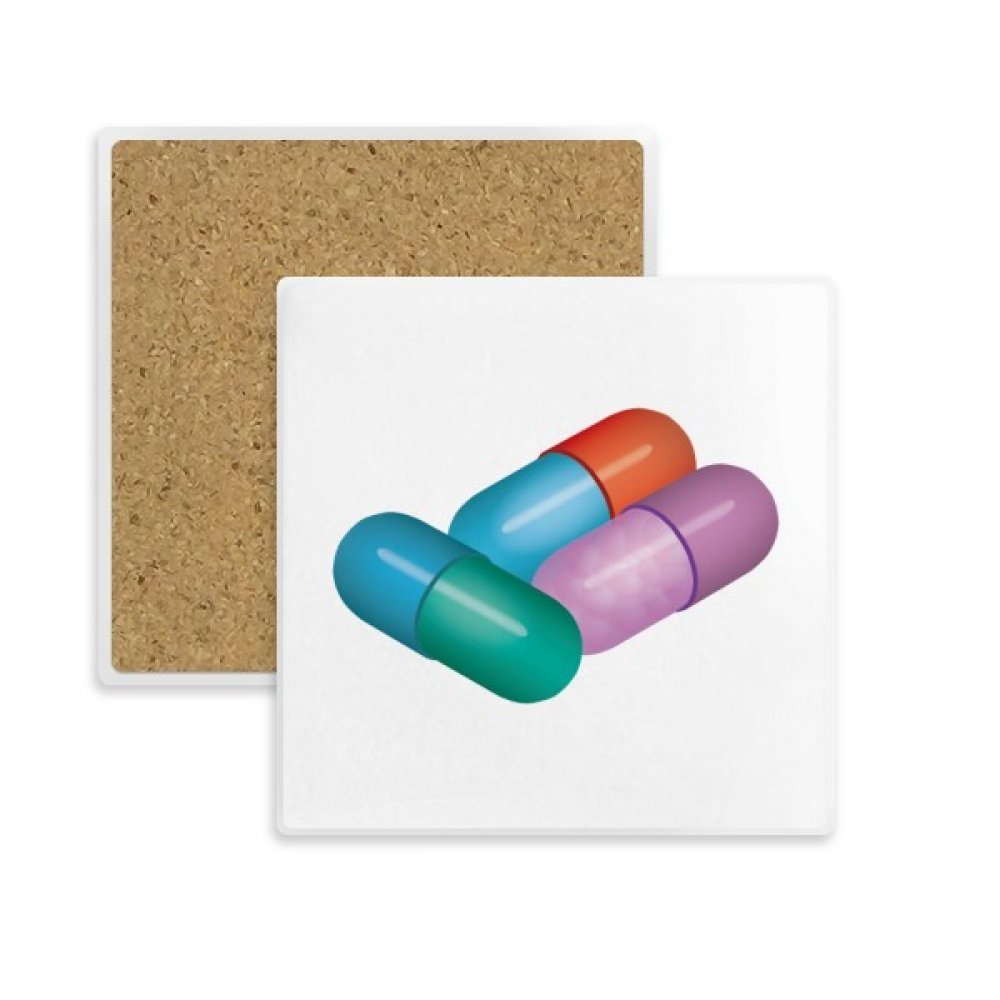 Coaster carré absorbant pilule gélule dessous de verre multicolore