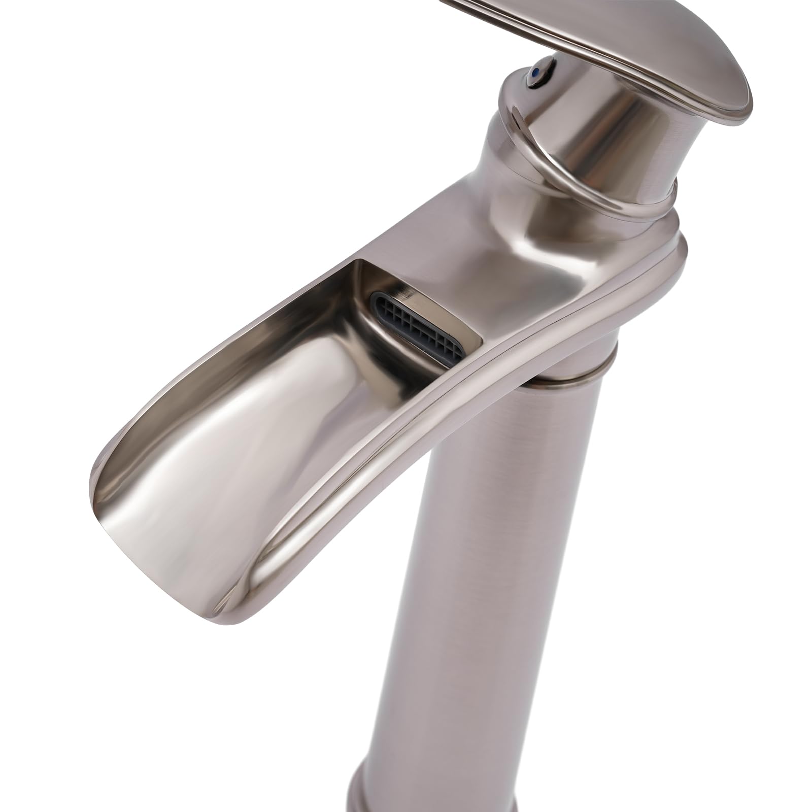 Wasserfall Wasserhahn Höhe des 30cm Antiken Bronze Wasserhahn mit Anti-Tropf Design & 2* Schläuche, Waschbecken Armaturen Messing 1.2kg Waschtischarmatur Hoch Retro für Washbecken Badezimmer, Silber