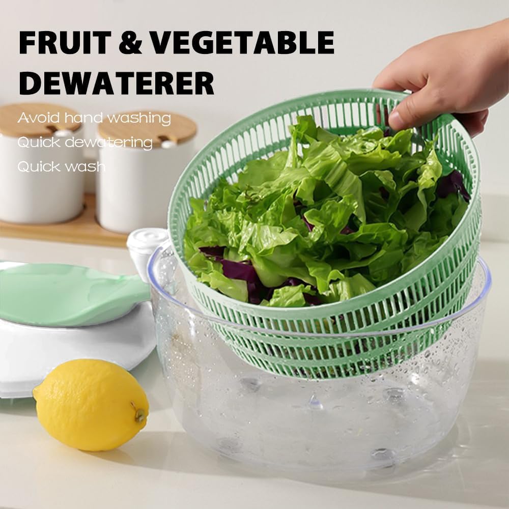 Centrifugador de ensalada de 4,2 L, eficiente escurridor de lechuga con orificios de drenaje dobles para secado rápido, secador de ensalada verde para lavar, girar y escurrir verduras,