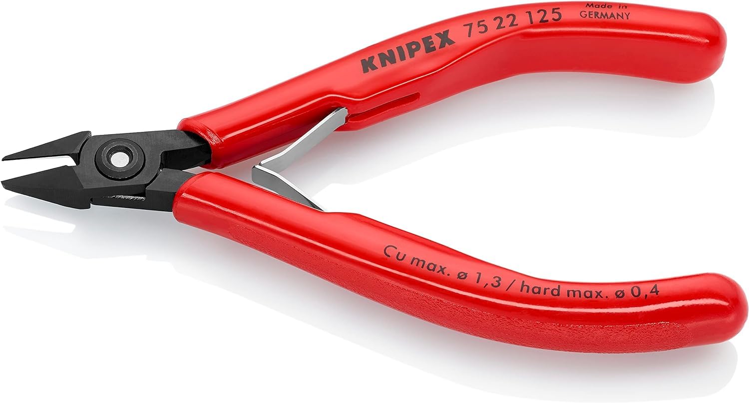 KNIPEX Szczypce tnące boczne dla elektroników z nasadkami z tworzywa sztucznego 125 mm, 75 22 125