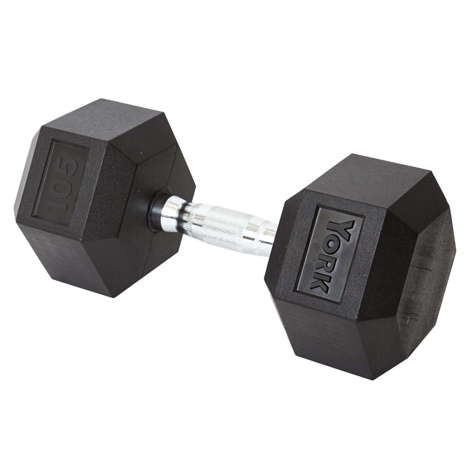 York Barbell Hex Dumbbell Set Rubber Coated Fixed Weight Dumbbells with Chrome Ergonomic Handle Odorless Durable for Home