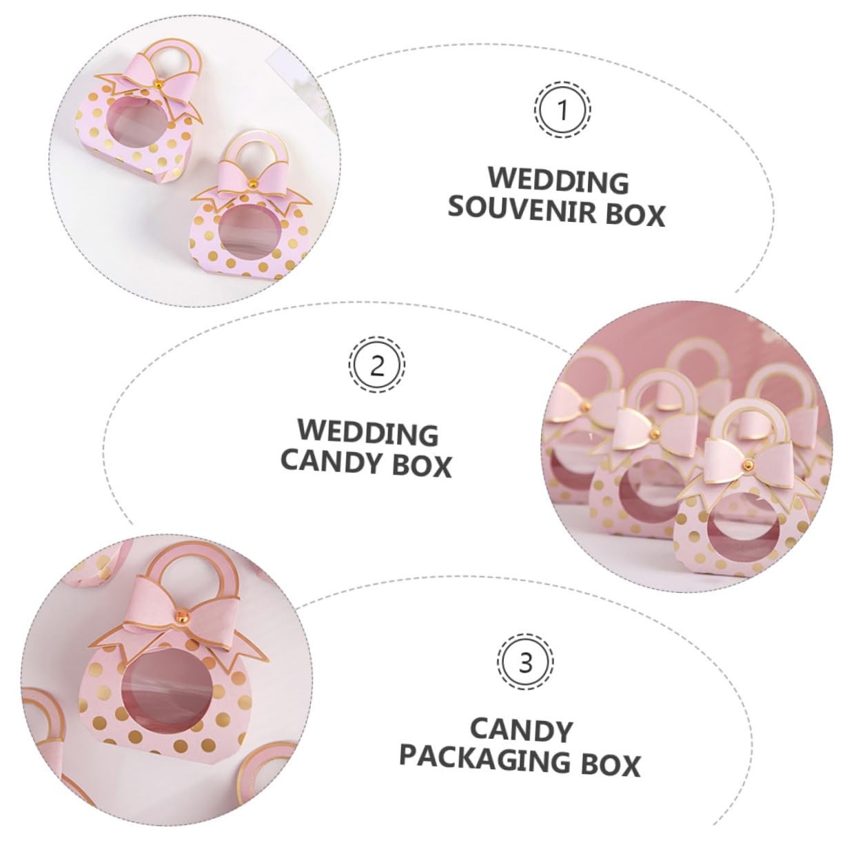 BESPORTBLE 50 Pezzi Souvenir Box Manico e Fiocco Elegante in Carta Rosa 6,5x3,5x13 Cm per Nozze e Party