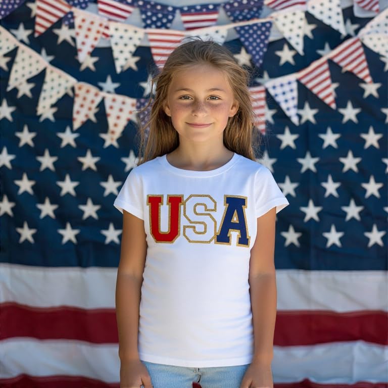 Image of 4th of July Shirts for Girls Patriotic American Flag Kids Clothing