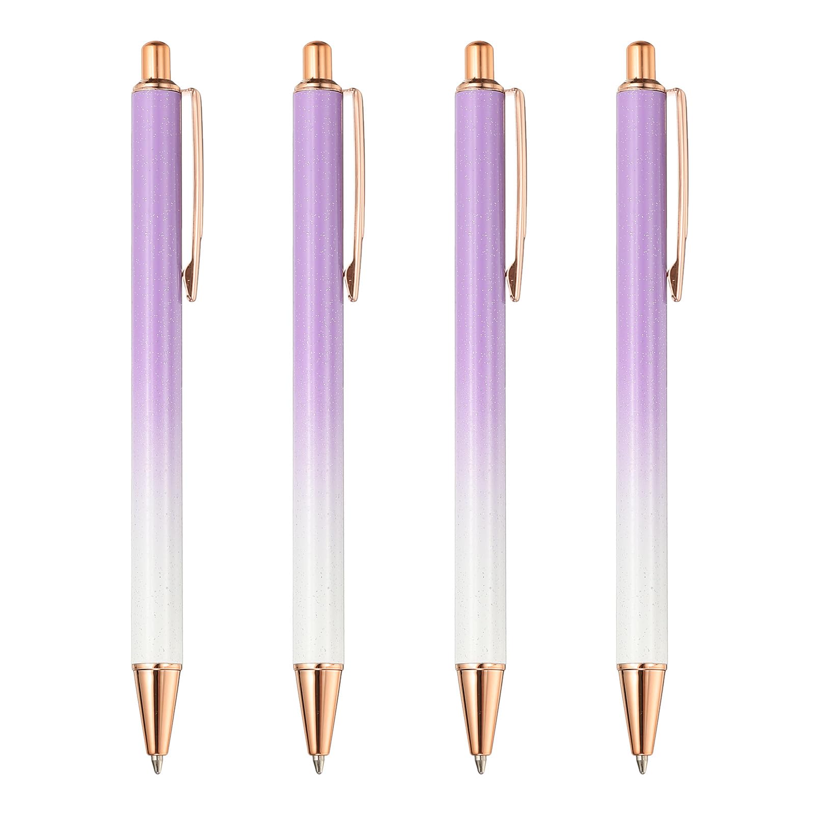 PATIKIL Kugelschreiber Metall, 4 Stück Druckkugelschreibe Schwarz Tintenstifte 1.0 mm Spitze Stilvoll für Frauen Geschenk Lehrer Büro Notizen Journaling, Farbverlauf Hellviolett