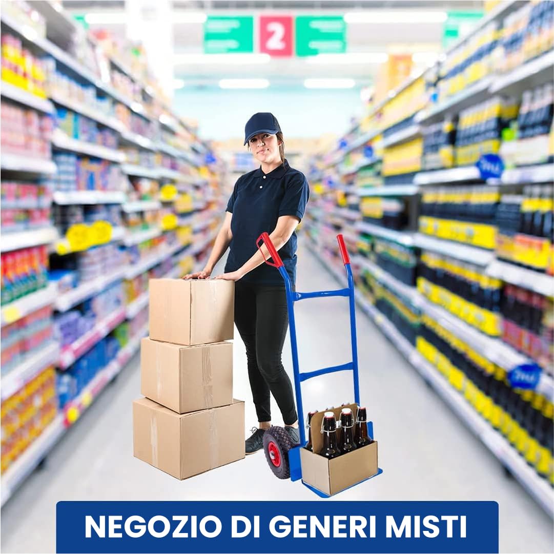 STREND PRO Carrello Porta Pacchi | Capacità di Carico 200 kg, Ruote in PU | Carrello da Trasporto per Casse di Bevande | Telaio in Acciaio Robusto | Carrello a Mano con Maniglie di Sicurezza
