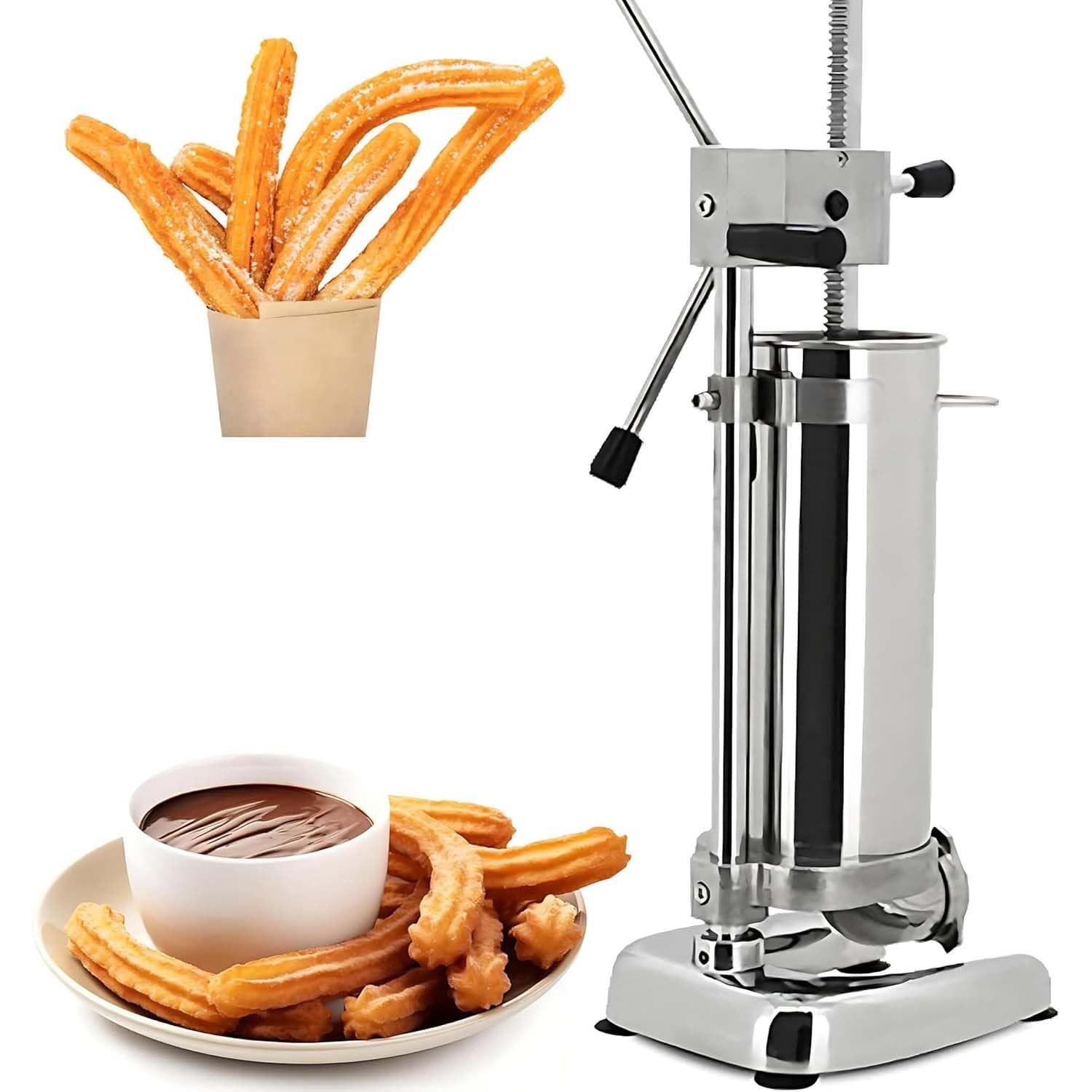 Machine À Faire Des Churros, Presse À Pâte Multifonctionnelle. Machine À Churros En Acier Inoxydable Avec 5 Embouts De Moulage. Efficace Pour Production À Grand Volume(3L)