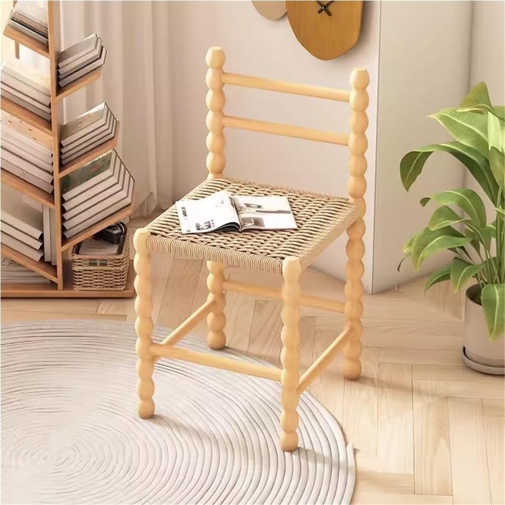 Chaise de salle à manger bois massif et corde papier kraft naturel LWX