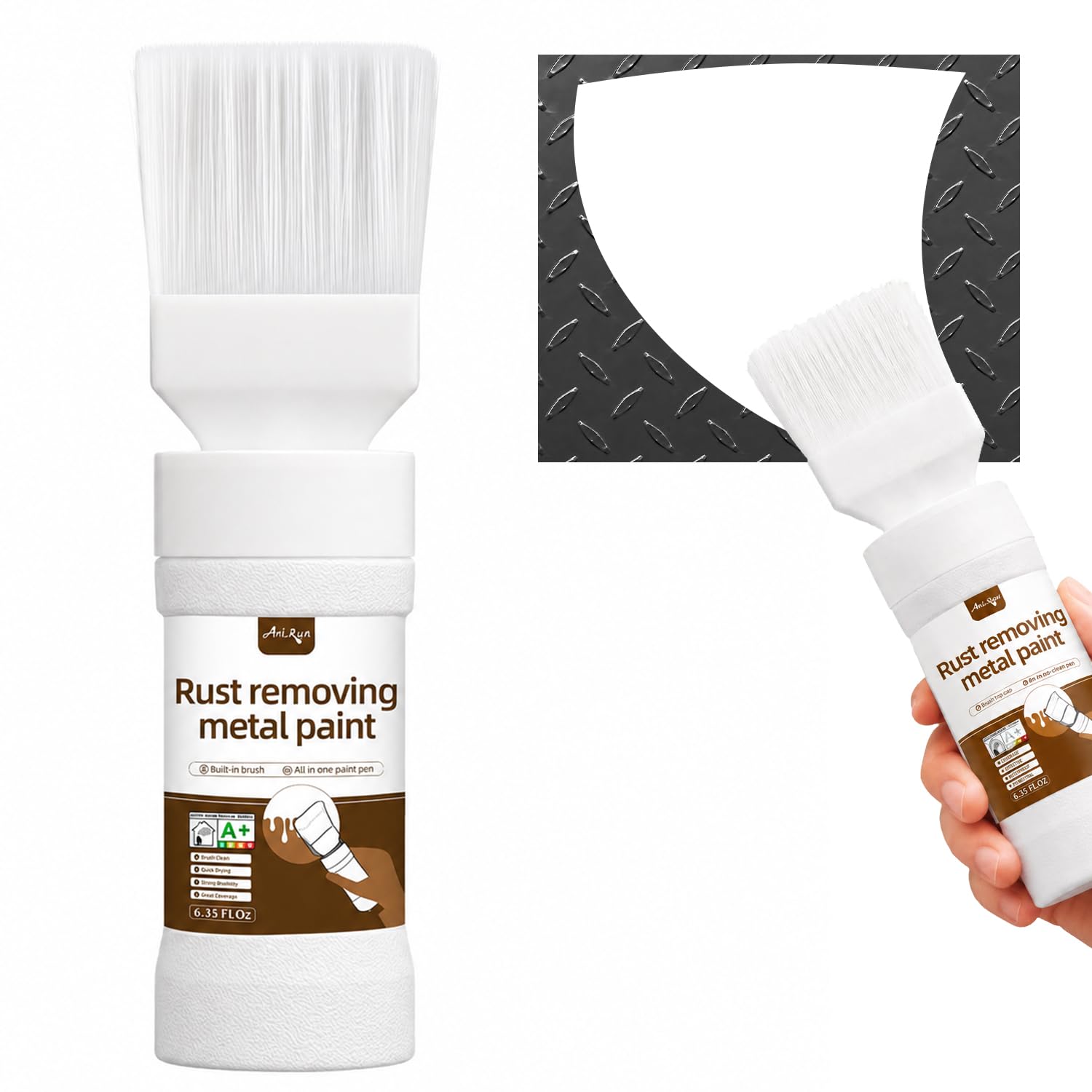 White Touch-Up Paint 6.35 Oz for Metal Surfaces,2-in-1