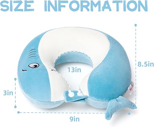 Miniatura 3 de Niuniu Daddy Almohadas de viaje para niños de 3 a 8 años  Almohadas de cuello de espuma viscoelástica suaves y ajustables para avión, asiento de