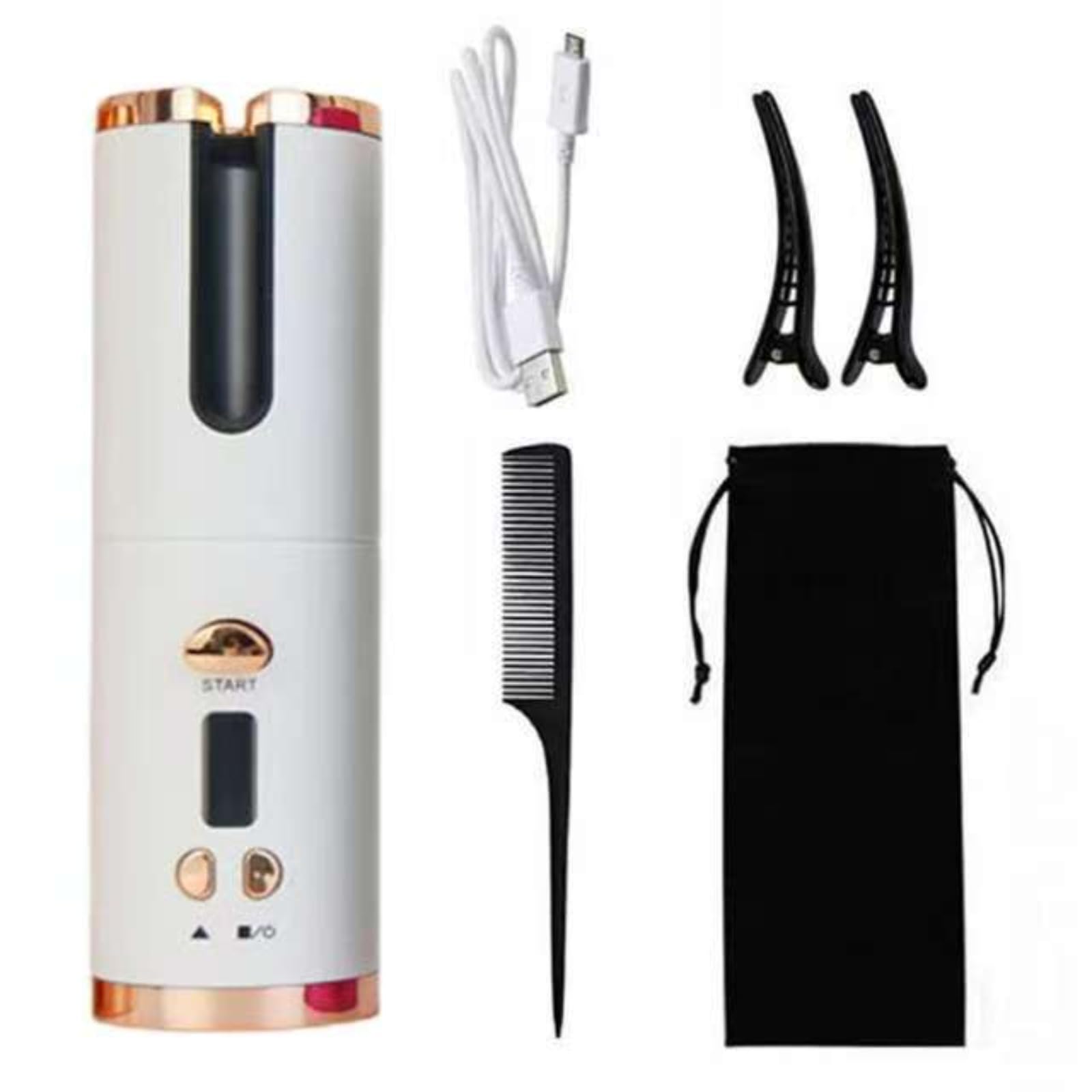 Mini rizador Rizador de pelo recargable inalámbrico Plancha corrugada automática Rizador de pelo automático que libera las manos Control de temperatura de 6 velocidades