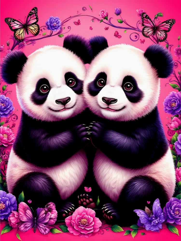 Brennora Embroidery Cross-Stitch Kits for Adults Beginners Pre Printed Cross Stitch Kit 11CT Needlework Arts and Crafts for Home Decor Panda 16x20 inch