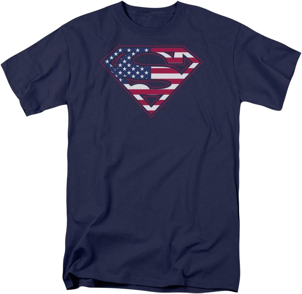 Superman DC Comics U S Flag Shield Adult T-Shirt Tee