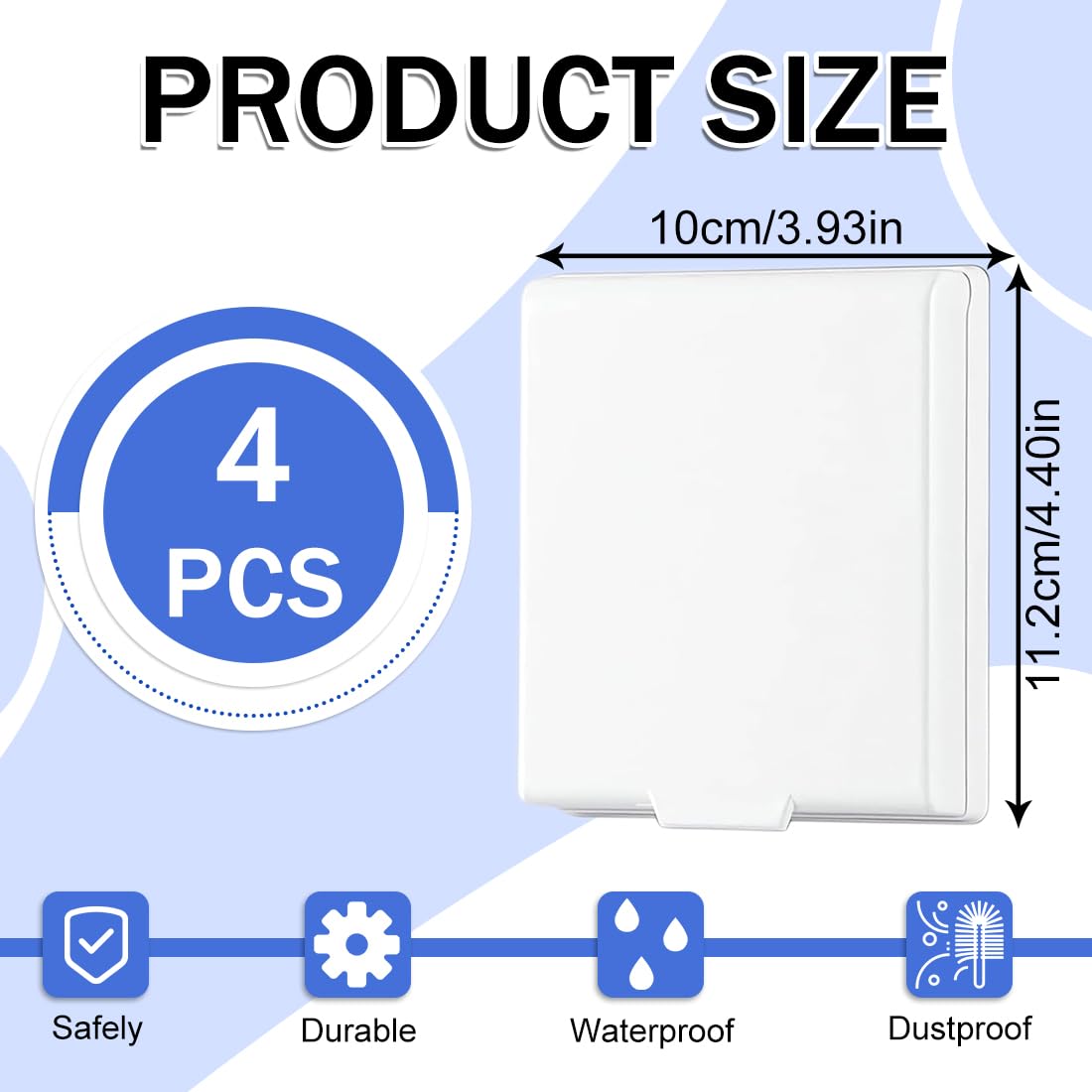 UIEXEA 4 Pcs Tipo 86 Tapa Enchufes Bebe de Estanco Exterior Pared, Autoadhesivo Cubierta Toma Corriente, Protector Enchufes para Bebes Para de Baño, Cocina, Dormitorio — view 2