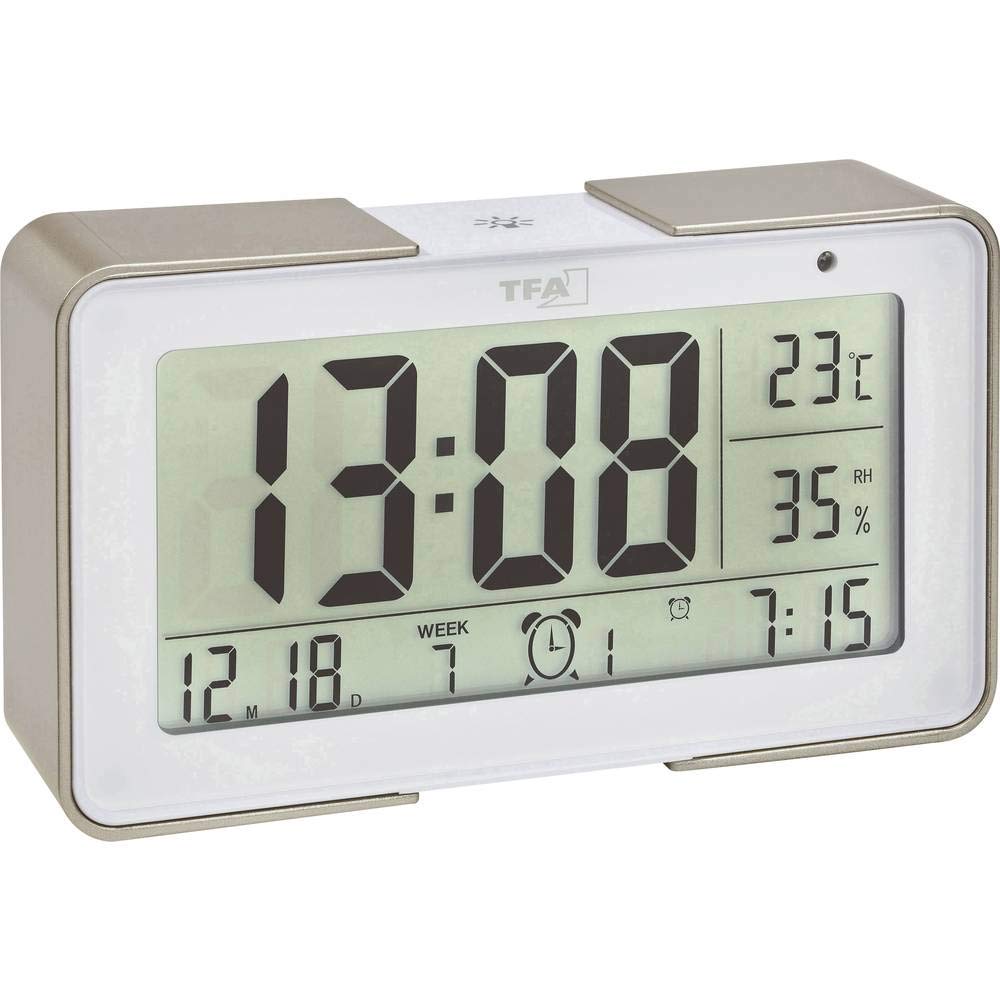 TFA-Dostmann 60.2540 Electronic Alarm Clock Melody with different alarm tones (Champagne)