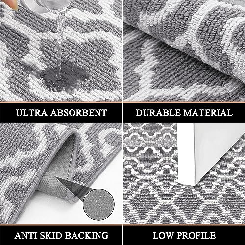 SHACOS Runner Rug for Hallway Grey 50x150cm Hall Runners Non Slip Washable Hall Runner Absorbent Door Runner Mats Kitchen Carpet Runner Rugs for Entryway Laundry - Image 4