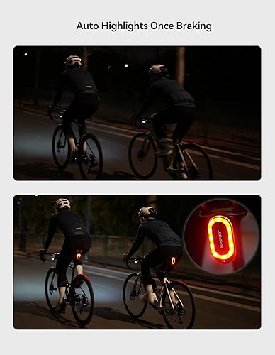Miniatura 4 de iGPSPORT SR mini radar bicicleta luz, 524.9 ft distancia de monitoreo 20 h vida de la batería freno flash impermeable ciclismo luz trasera