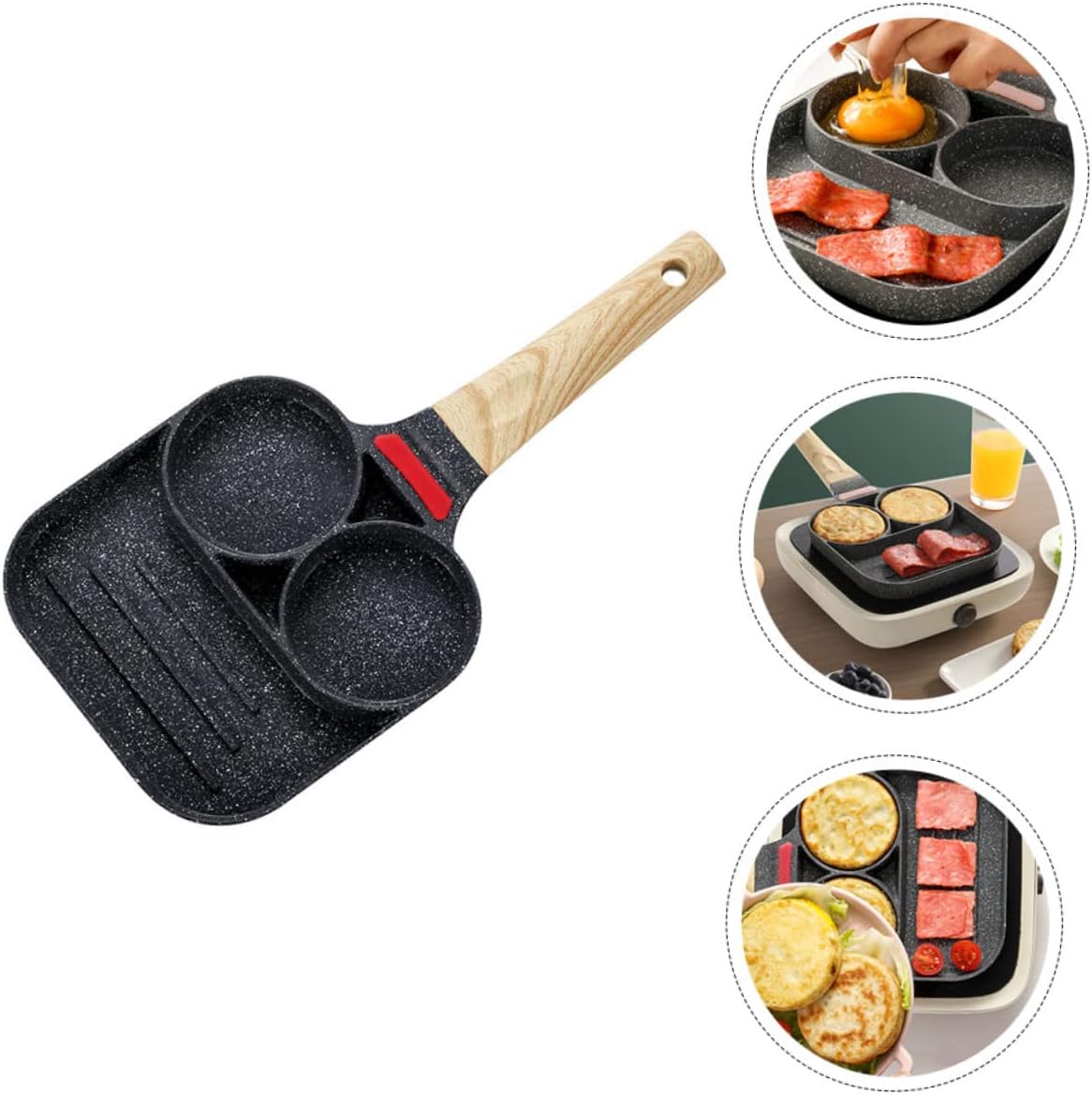 Non-stick Fried Pan Compartments Ergonomic Design for Easy Flipping for Omelets Pancakes Sandwiches Kitchen Tool for Quick Breakfast Cooking Easy to Clean