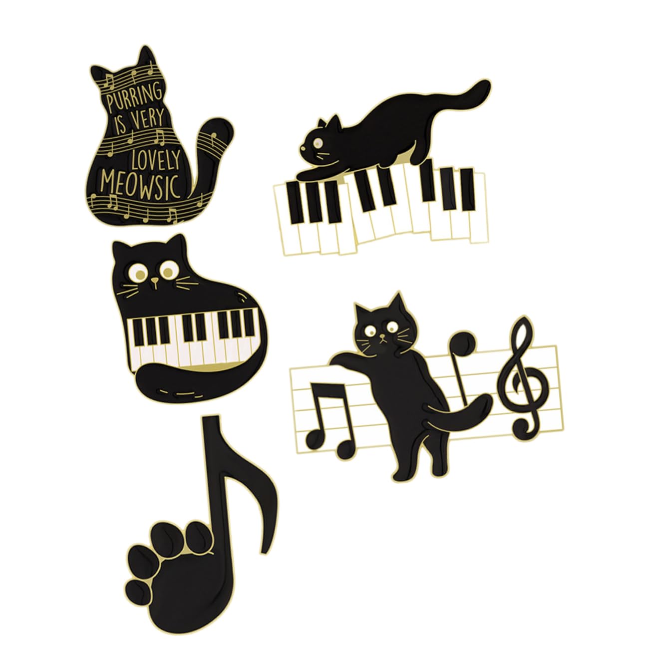 COLLBATH 25 Pz Spilla Con Nota Musicale Di Gatto Spilla Di Cartone Animato Gatti Spilla Per Zaini Spilla Da Scialle Perno Per Zaini Spilla Smaltata Kawaii Perni Musicali Lega Black