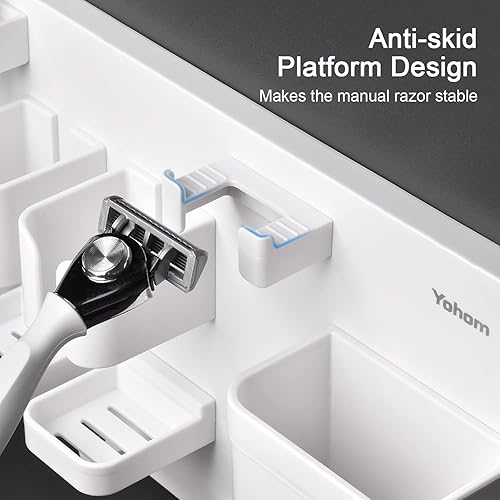 Miniatura 4 de YOHOM Soporte adhesivo para cepillos de dientes eléctrico para ducha, montado en la pared, organizador de cepillo de dientes colgante, estante de