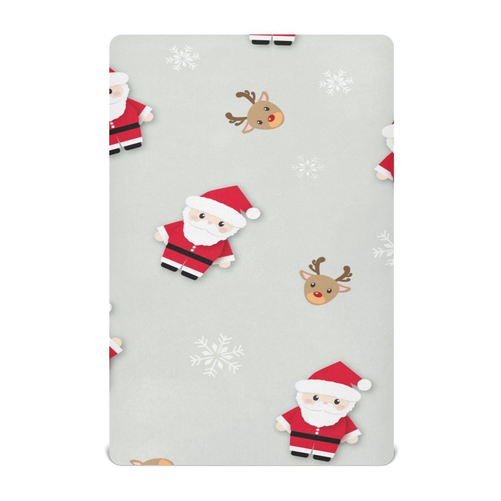 Moudou Christmas Santa Claus Playard Sheet for Boy Girls, Soft Breathable Fitted Toddler Sheet for Standard Playard Bed Mattress, 39 x 27 x 5 Inch