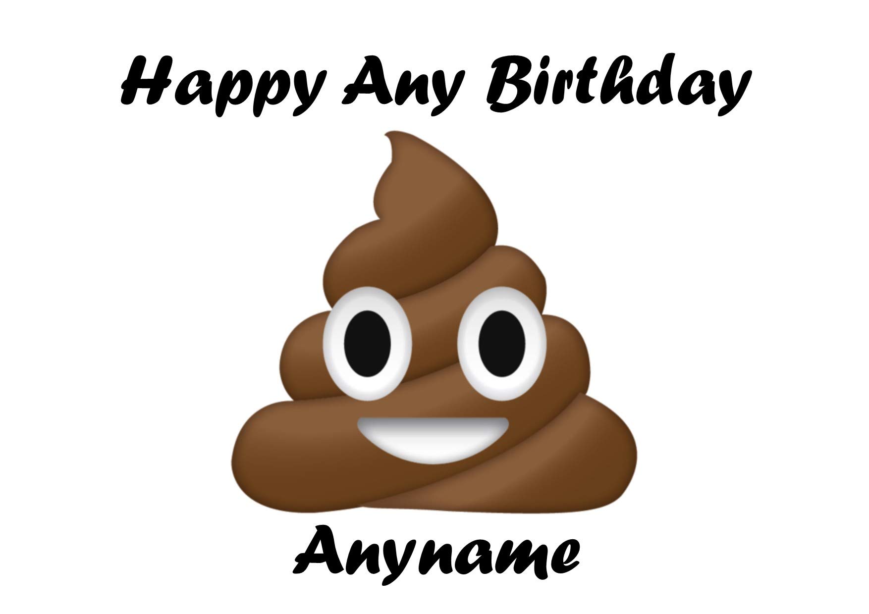 Poop Pooh Emoji Personalised Name Age Happy Birthday A4 Easy-Peel PRE-Cut Edible Icing Sheet Cake Topper Decoration