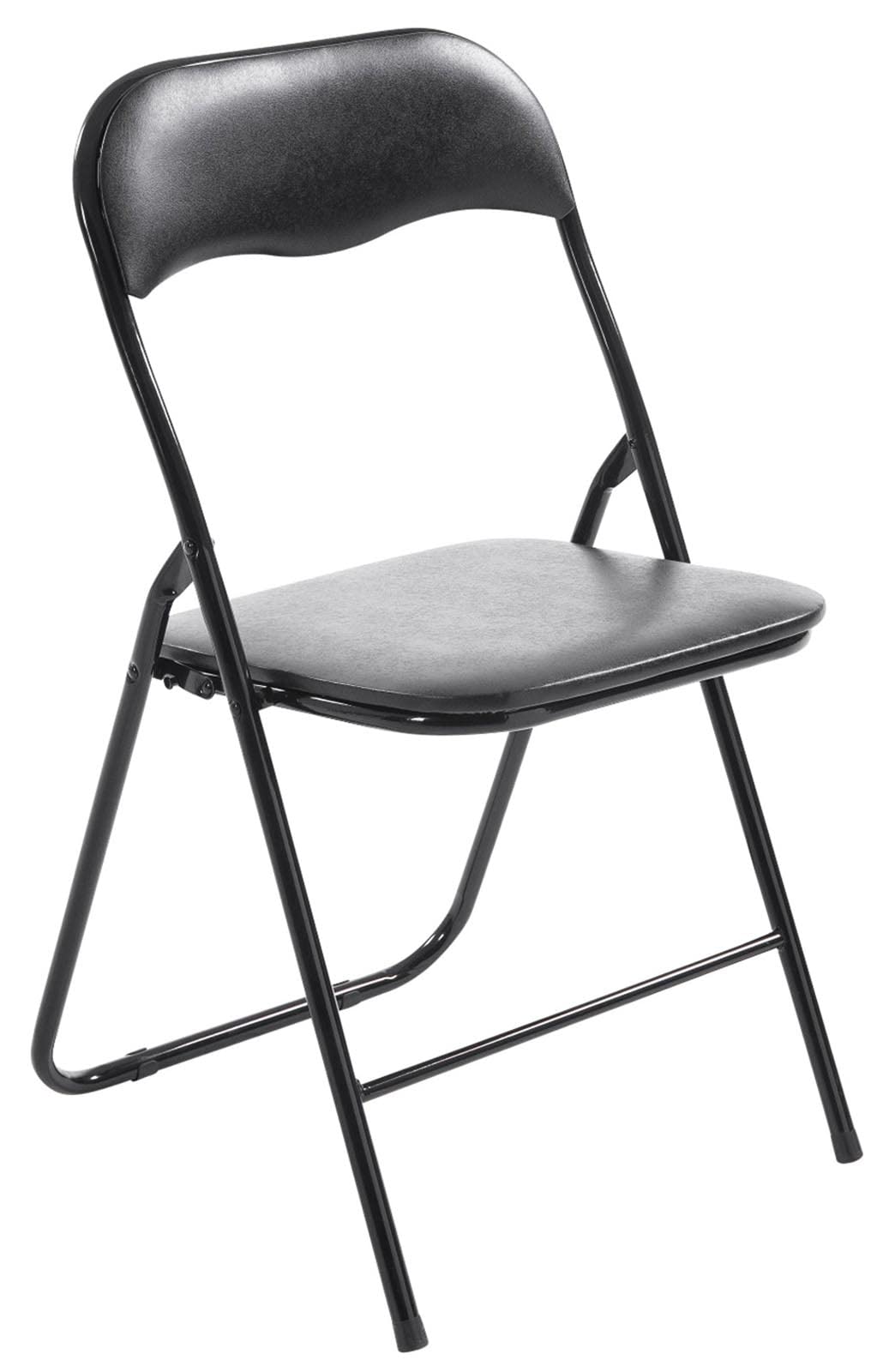 CLP 2er Set Klappstuhl Felix Gepolstert I Küchenstuhl Mit Metallgestell I Kunstleder PVC Sitz Gepolstert I Stühle Klappbar I Campingstühle, Farbe:schwarz/schwarz