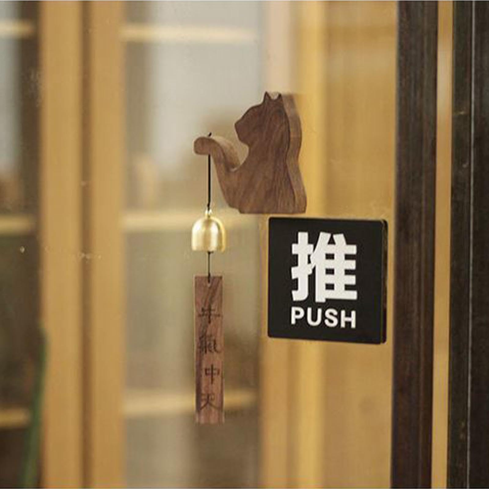 Campanello Da Porta In Legno - Con Magnete E Nastro Adesivo, Design Elegante - Per Casa, Negozi, Frigoriferi - Foto 6