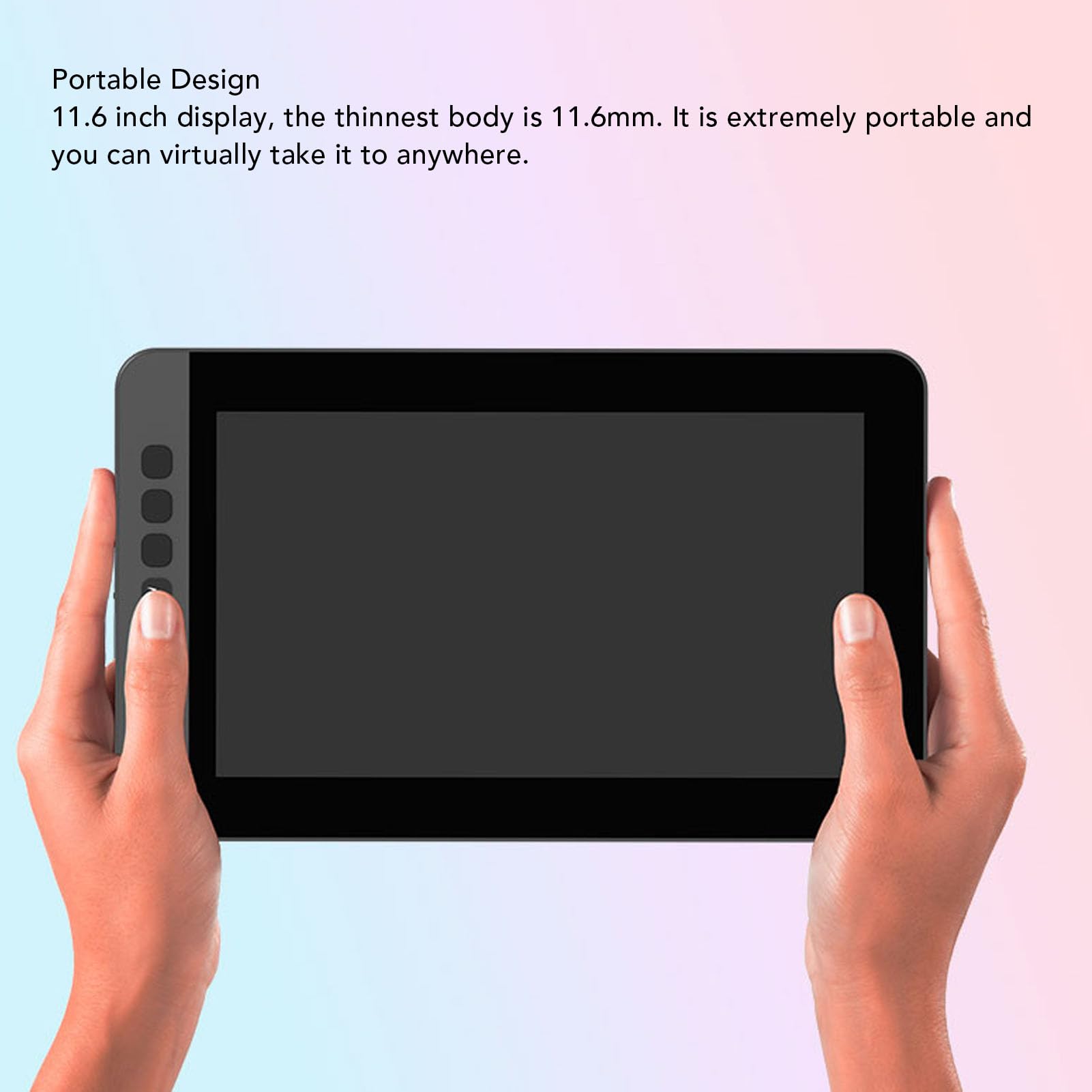 Tablet di Disegno Digitale, Tablet Grafico dello Schermo da 11,6 Pollici, Sensibilità di Pressione e Funzione di Inclinazione di 8192 Livelli, 6 Tasti Caldi, per PC, con la