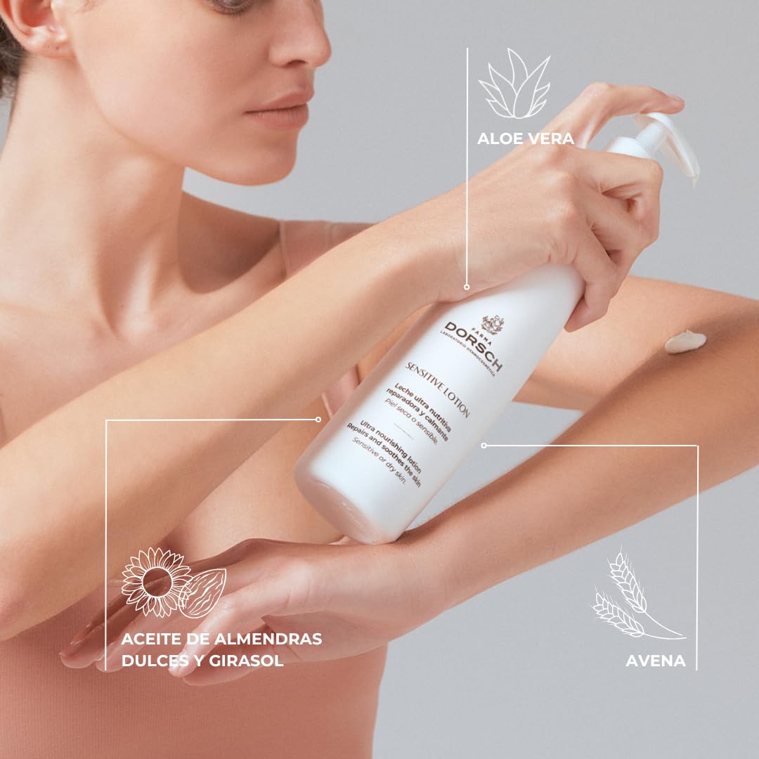 FARMA DORSCH – Sensitive Lotion | Loción Corporal Calmante e Hidratante | Alivia Picor y Tirantez | Restaura la Barrera Cutánea | +99% Clean Ingredients | Piel Sensible | 400ml