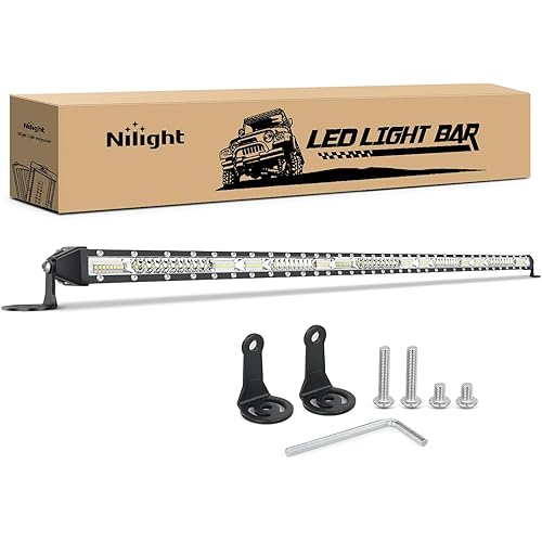 Nilight Slim LED Light Bar 50 Inch 130LED Single Row Spot Flood Combo Fog Lights Driving Work Roof Bumper Lamp Offroad Lighting for 4x4 Trucks SUV ATV UTV