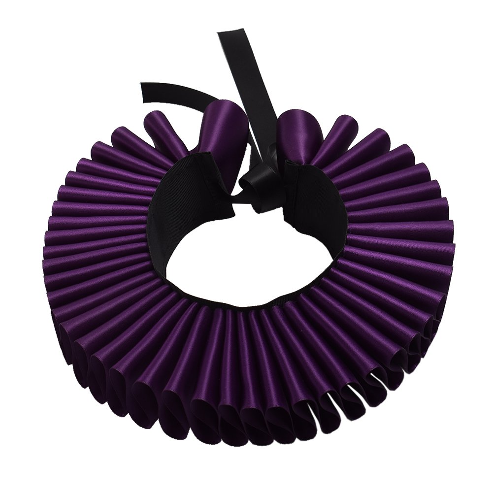 Graceart Women's Purple Renaissance Elizabethan French Pleated Ruffle Neck Collar,Victorian Satin Multi-Layers Collar Accessory For Fancy Dress