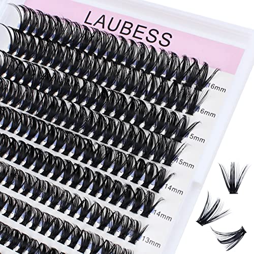 Image of Eyelash Clusters LAUBESS Lash Clusters Individual Lashes Cluster Eyelash Extensions DIY at Home Waterproof Cluster Lashes (50D-D-9-16)