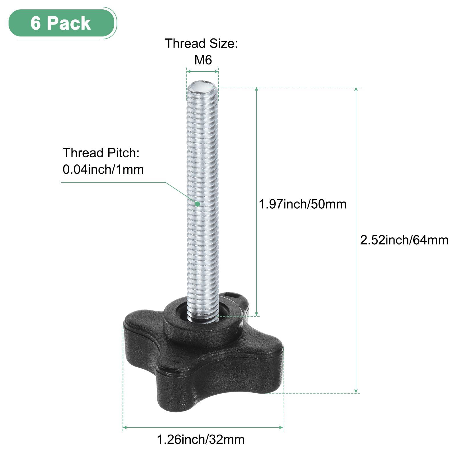 M METERXITY 6-Pack Star Clamping Knobs - Image 3