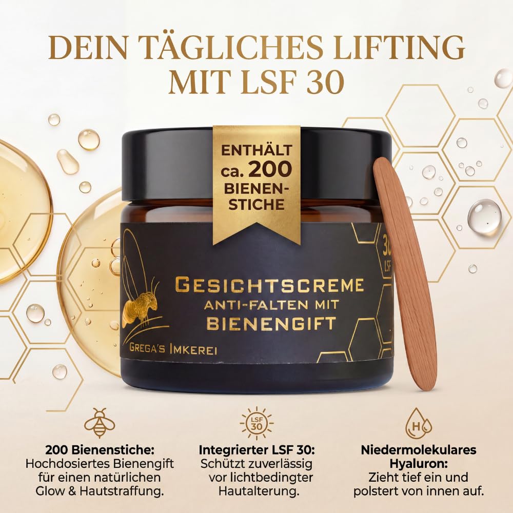 Gregas Bienengift Anti-Aging Gesichtscreme Hyaluron Manuka LSF 30 1x 50ml