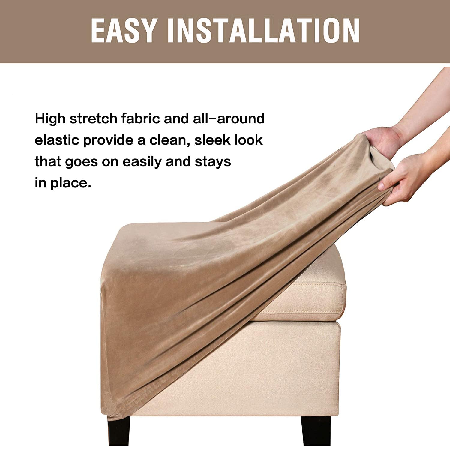 XGANGM Velvet Ottoman Cover Square Small 40x40/45x45/50x50cm Cube Storage Ottoman Slipcover 2 Pieces Footrest Foot Stool Cover Footstool Slipcovers Home Furniture Protector,K,S13~17in