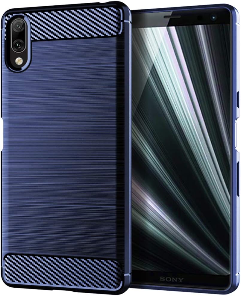 Phone Case for Sony Xperia L3 and Tempered Glass Screen Protector Film Cover with Mobile Bumper Accessories Slim Shockproof Soft Thin TPU Gel Silicone Rubber experia xperial3 Rugged Girls Men Blue