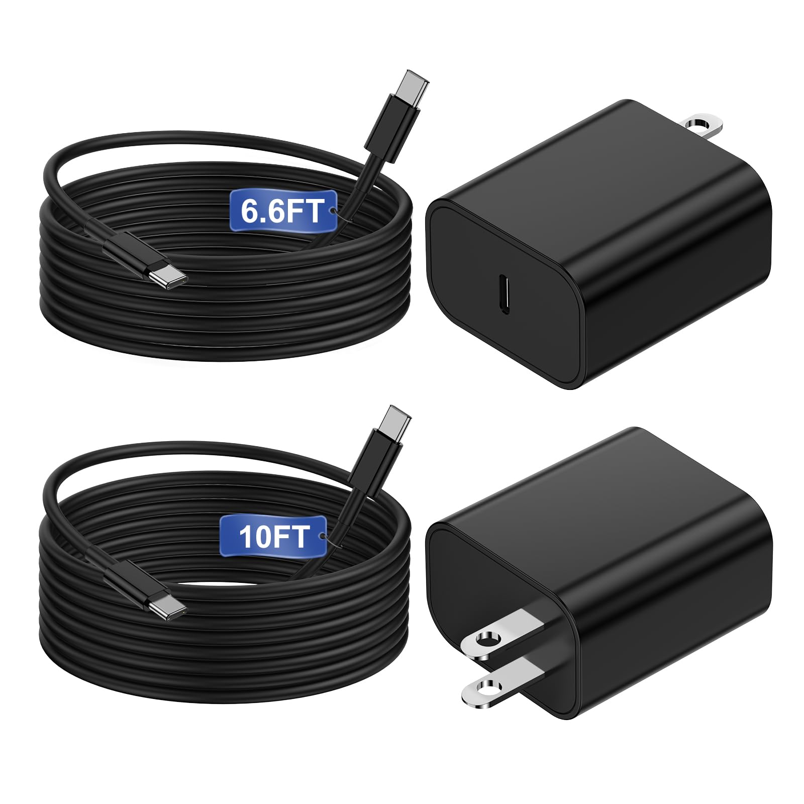 45W Super Fast Charger Type C, USB C Android Phone Charger Block 2Pack with 6.6TF+10FT Samsung Charger Fast Charging Cord for Samsung Galaxy S25 S24 Ultra/S24/S23/S23+/S22/S21/S20/Note 20/10/Tab