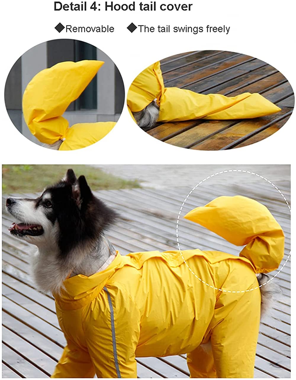 Siqi Pet Supplies Protezione Completa della Pancia a Quattro Zampe Copertura Impermeabile per Cani di Grossa Taglia Coda Impermeabile Poncho per Cani di Taglia Media e Grande-Yellow Bitch||11XL