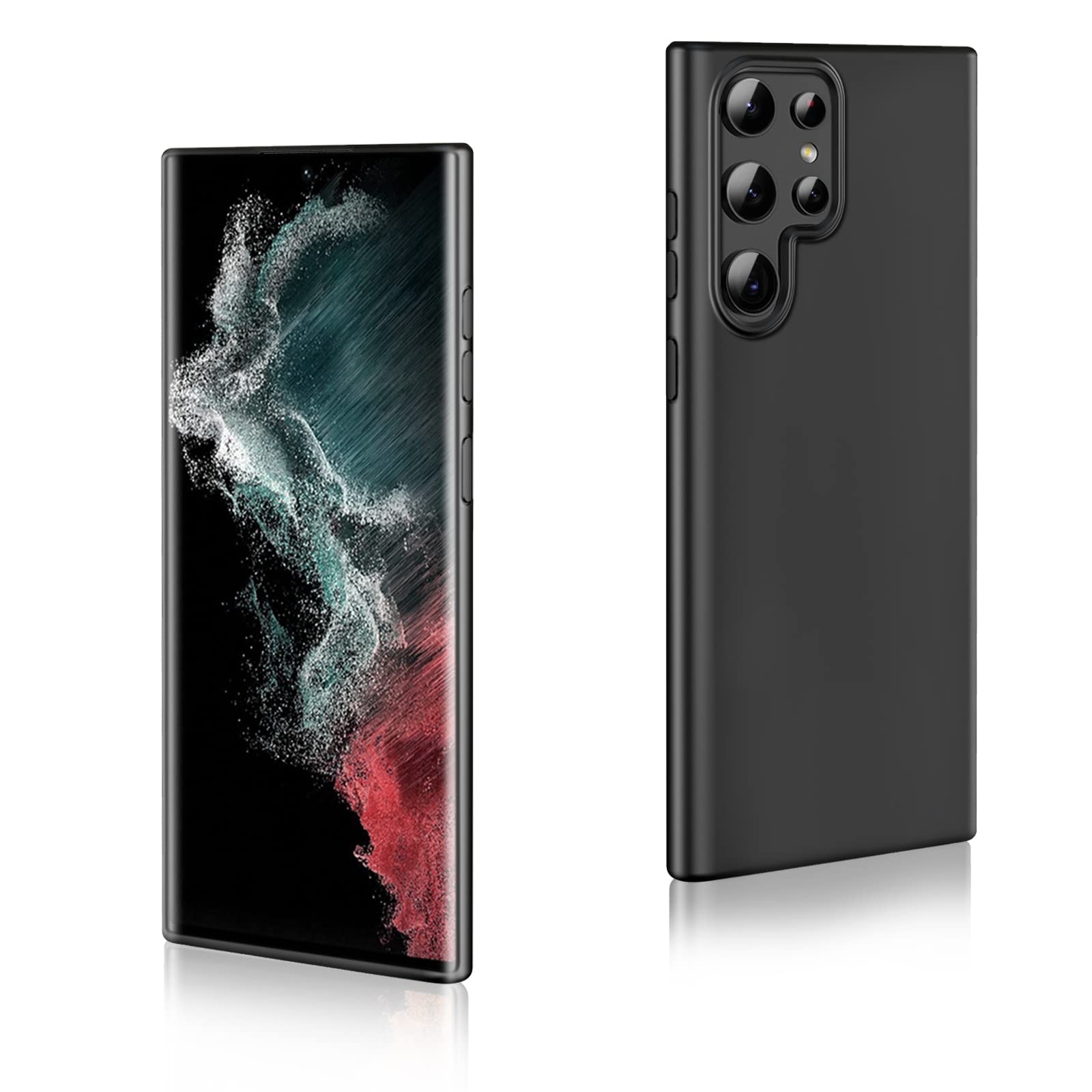 Ylife Compatible with Samsung Galaxy S22 Ultra 5G Case, Ultra Slim Soft Bumper Cover Designed for Galaxy S22 Ultra 5G, Shockproof Silicone Anti-Scratch TPU Case for Samsung Galaxy S22 Ultra 5G, Black