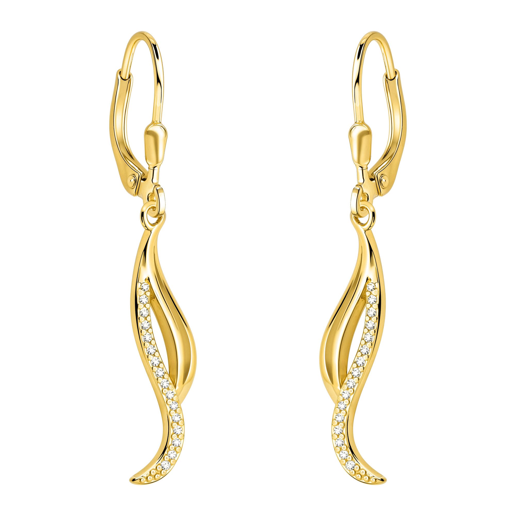 SOFIA MILANI - Pendientes para Mujeres en Plata de Ley 925 - con Circonitas - Pendiente Colgante de Curvado
