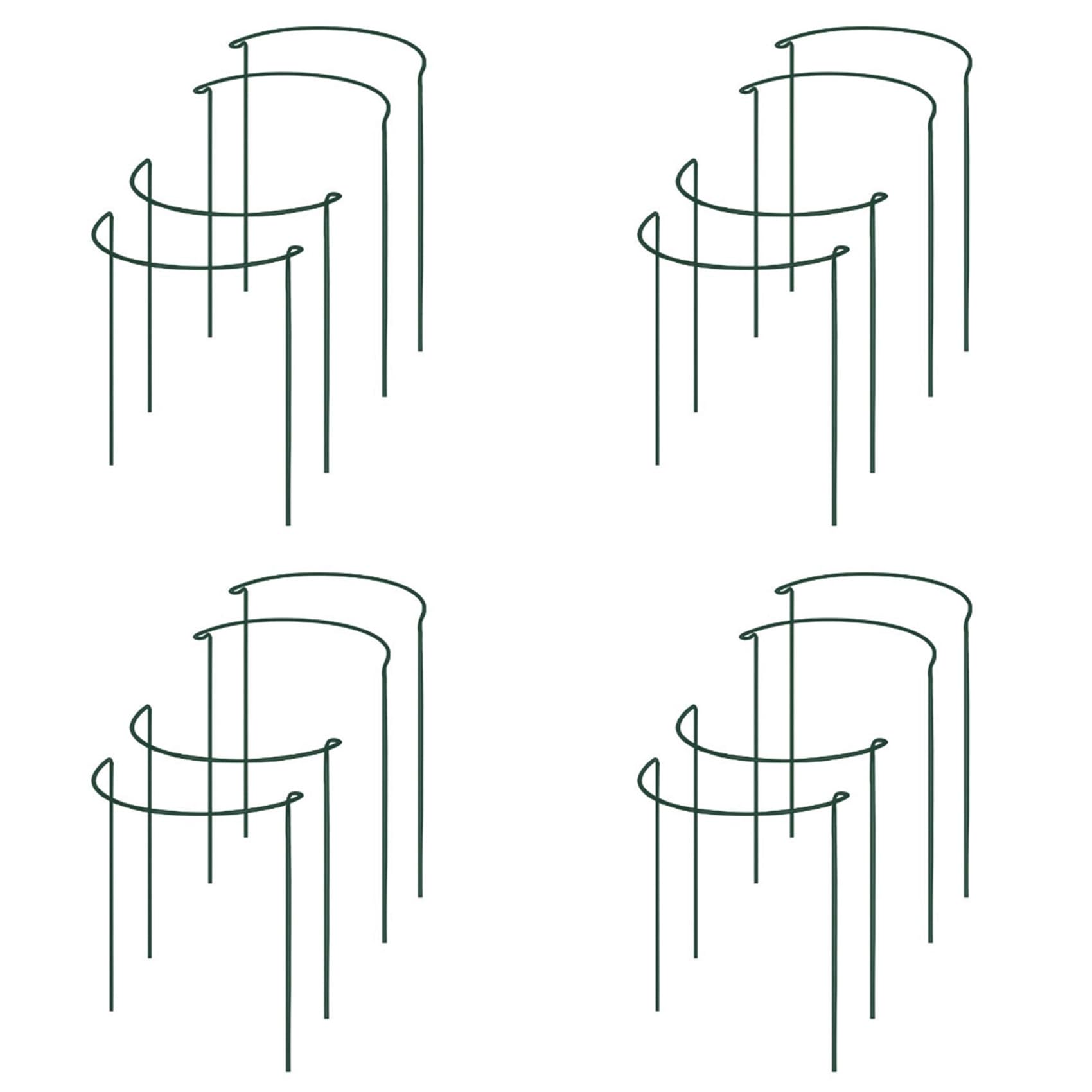 Piquet de support de plantes tuteur demi-rond en métal vert extérieur
