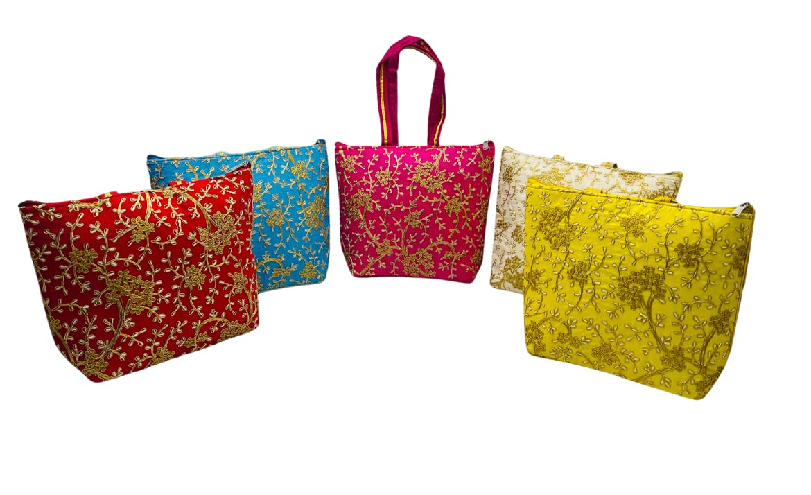 Ankit Traders Colorful Embroided Big Golden Flower Pattern Royal Batwa Bag Bridal Purse Women handbag Shagun Pouch Return Gifts (Pack of 15) (B0BB1R7KV1) Amazon Price History, Amazon Price Tracker