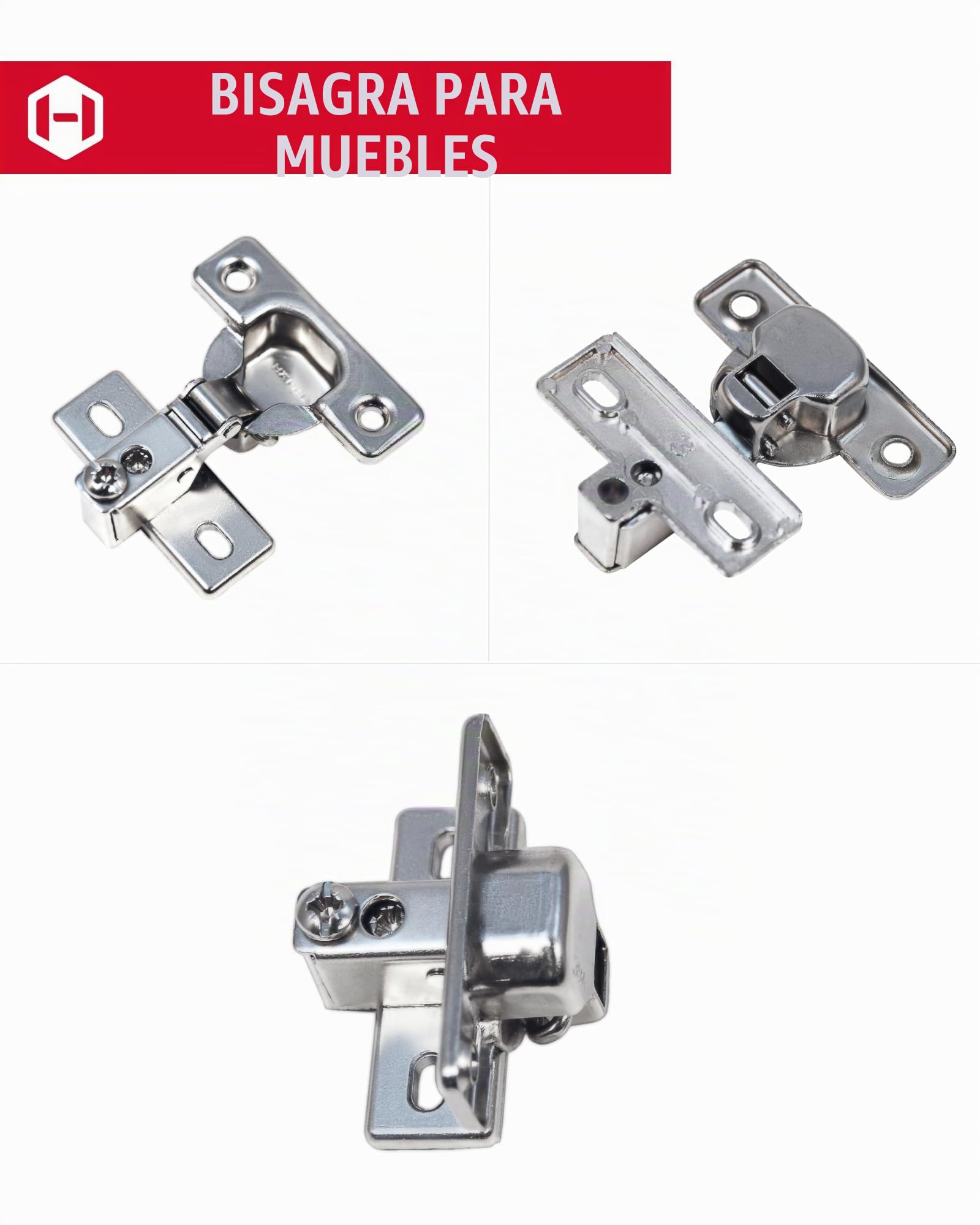 Juego de 2 bisagras de manga corta para puerta, bisagras de muebles, bisagras de gabinete, bisagras de caravana sin cierre automático de 95°